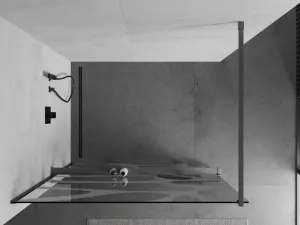 MEXEN/S - Kioto+ Sprchová zástena WALK-IN s poličkou a držiakom uterákov 80 x 200, biely vzor, grafit metal 800-080-121-95-97