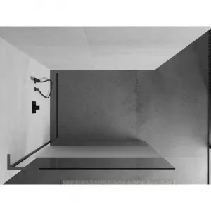 MEXEN/S - Kyoto L Sprchová zástena WALK-IN 80 x 200, transparent/dekor, grafit metal 800-080-103-95-35