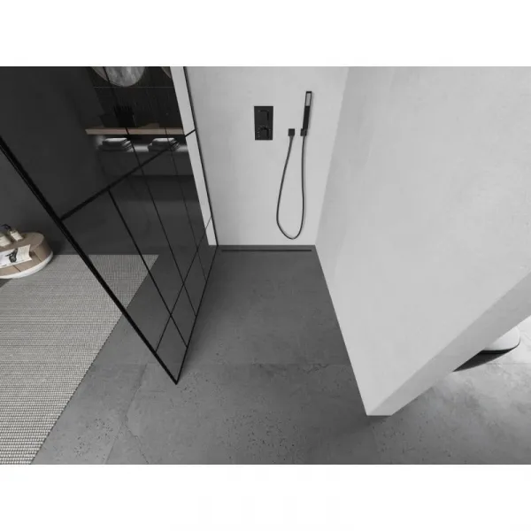 MEXEN/S - Kioto L Sprchová zástena WALK-IN 80 x 200, čierny vzor, grafit metal 800-080-103-95-78