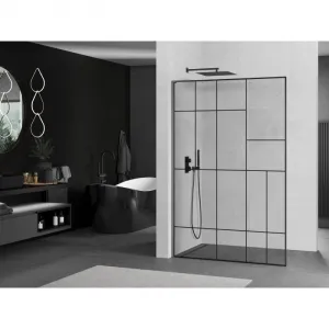 MEXEN/S - Kioto L Sprchová zástena WALK-IN 70 x 200, čierny vzor, grafit metal 800-070-103-95-78