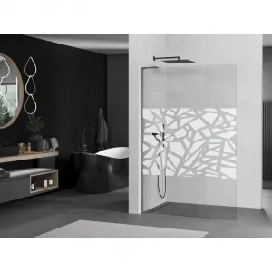 MEXEN/S - Kyoto L Sprchová zástena WALK-IN 80 x 200, biely vzor, grafit metal 800-080-103-95-85