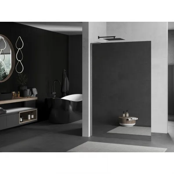 MEXEN/S - Kioto L Sprchová zástena WALK-IN 80 x 200, zrkadlové, grafit metal 800-080-103-95-50