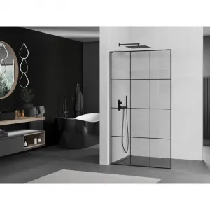MEXEN/S - Kioto L Sprchová zástena WALK-IN 100 x 200, čierny vzor, grafit metal 800-100-103-95-77