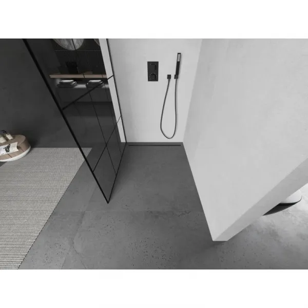 MEXEN/S - Kioto L Sprchová zástena WALK-IN 120 x 200, čierny vzor, grafit metal 800-120-103-95-77