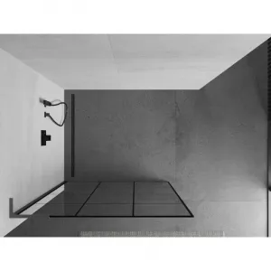 MEXEN/S - Kioto L Sprchová zástena WALK-IN 100 x 200, čierny vzor, grafit metal 800-100-103-95-77