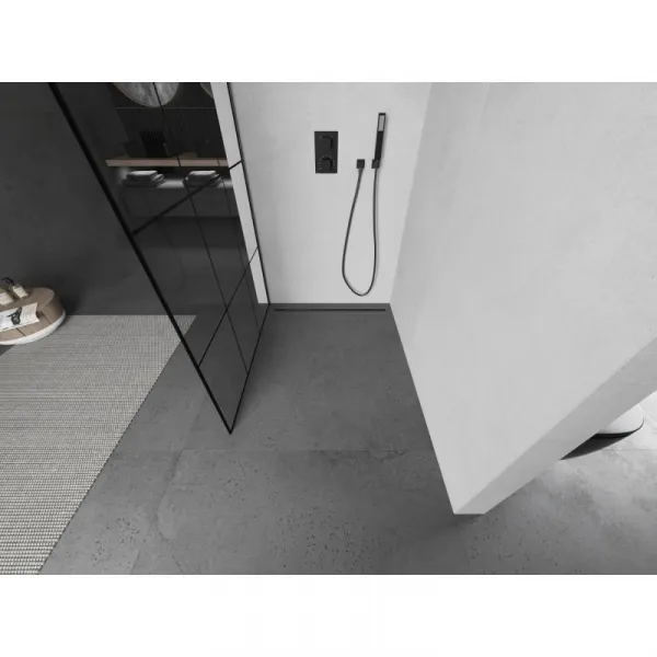 MEXEN/S - Kioto L Sprchová zástena WALK-IN 100 x 200, čierny vzor, grafit metal 800-100-103-95-77