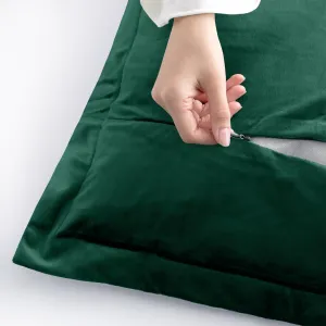 Obliečky na vankúše AmeliaHome Velvet Side tmavozelené, veľkosť 45x45