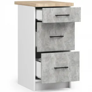 Ak furniture Kuchyňská skříňka OLIVIE III 40x85 cm matná bílá/beton/dub sonoma