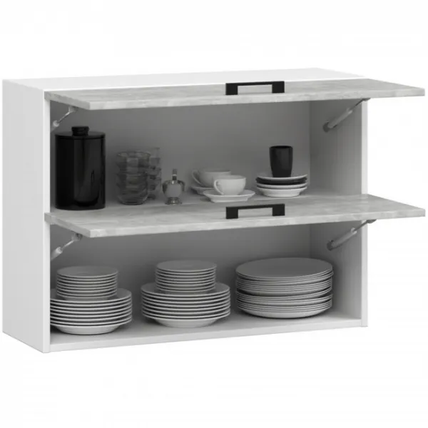 Ak furniture Závěsná kuchyňská skříňka OLIVIE 80x58 cm matná bílá/beton