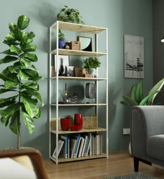 Ak furniture Regál LOFT 80 cm biely/dub artisan
