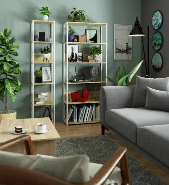 Ak furniture Regál LOFT 80 cm biely/dub artisan
