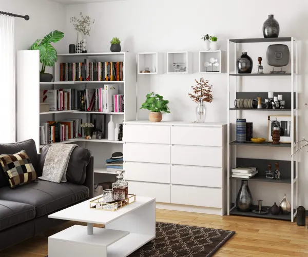 Ak furniture Regál LOFT 70 cm bílý/šedý