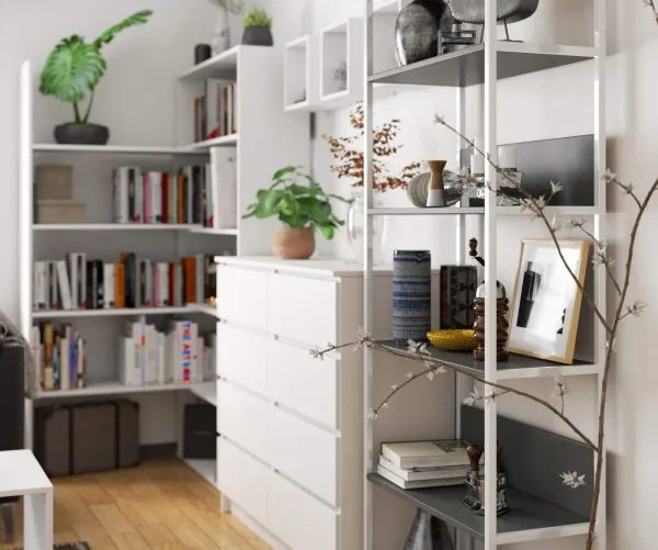 Ak furniture Regál LOFT 70 cm bílý/šedý