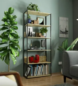 Ak furniture Regál LOFT 80 cm černý/dub artisan