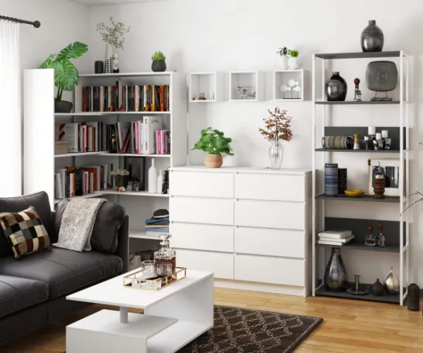 Ak furniture Regál LOFT 70 cm bílý/šedý