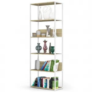 Ak furniture Regál LOFT 70 cm bílý/dub artisan