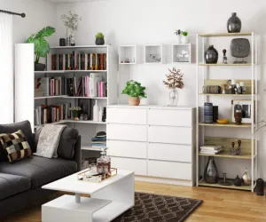 Ak furniture Regál LOFT 70 cm bílý/dub artisan
