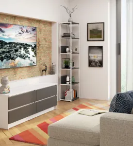 Ak furniture Regál LOFT 50 cm bílý/šedý