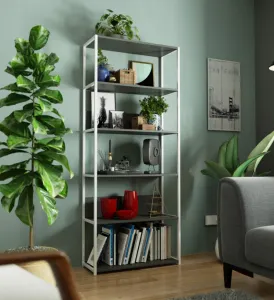 Ak furniture Regál LOFT 80 cm bílý/šedý