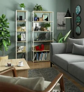 Ak furniture Regál LOFT 80 cm biely/dub artisan