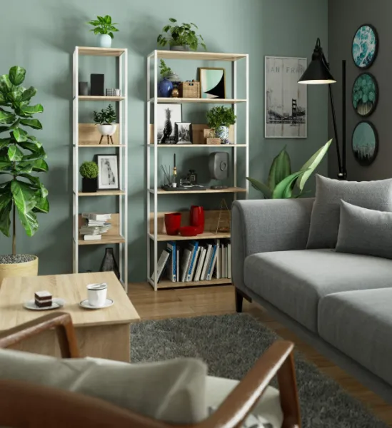 Ak furniture Regál LOFT 40 cm biely/dub sonoma