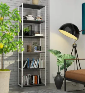 Ak furniture Regál LOFT 60 cm bílý/šedý