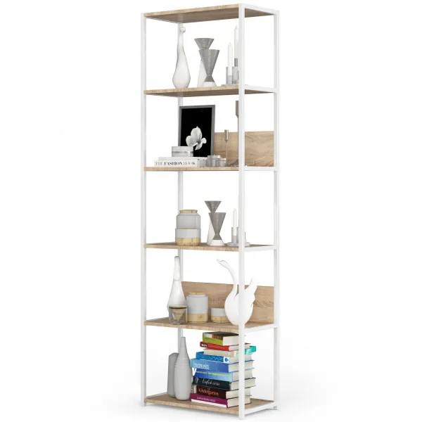 Ak furniture Regál LOFT 60 cm bílý/dub sonoma