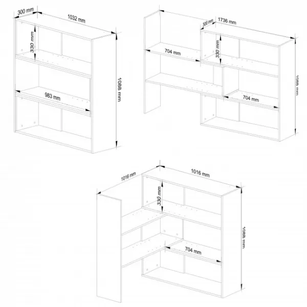 Ak furniture Knižnica TWIST mini biela