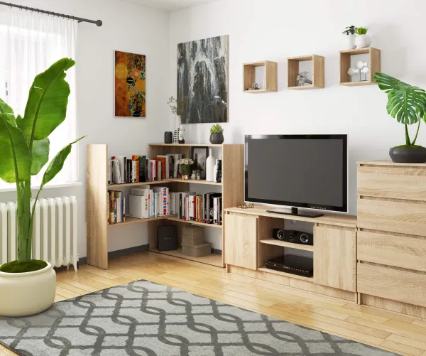 Ak furniture Knižnica TWIST mini dub sonoma