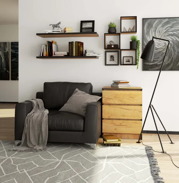 Ak furniture Komoda Kuba 60 cm se 3 zásuvkami dub craft zlatý