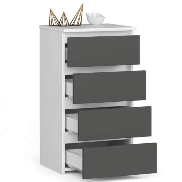 Ak furniture Komoda CL4 40 cm bílá/grafitově šedá