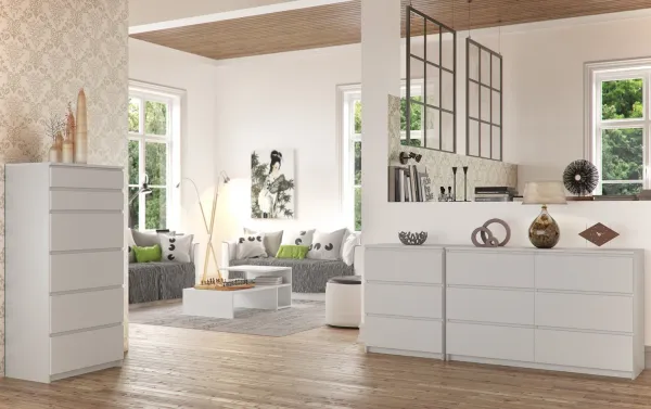 Ak furniture Komoda Kuba 120 cm 6 zásuviek biela
