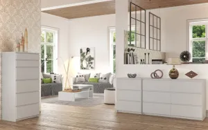 Ak furniture Komoda Kuba 120 cm 6 zásuviek biela