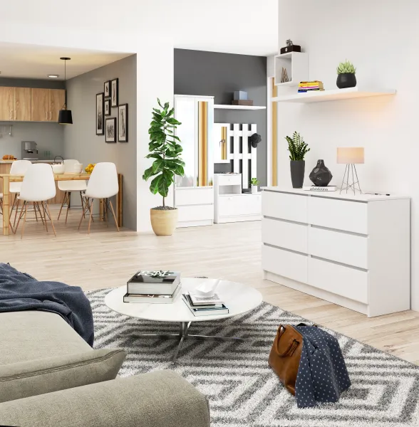 Ak furniture Komoda Kuba 120 cm 6 zásuviek biela
