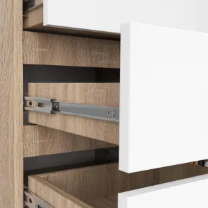 Ak furniture Komoda JERRY 80 cm 1 dveře 5 zásuvek dub sonoma/bílá