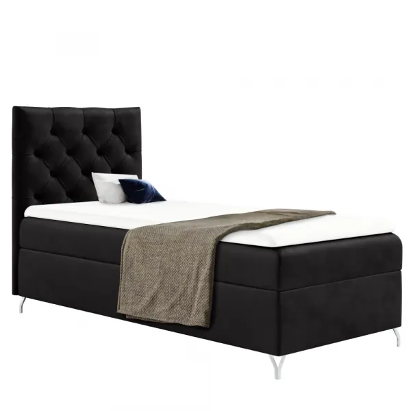 Boxspringová posteľ, 90x200, čierna látka Velvet, ľavá, GULIETTE + darček