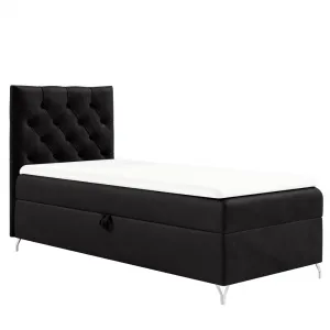 Boxspringová posteľ, 90x200, čierna látka Velvet, ľavá, GULIETTE + darček