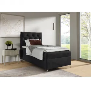 Boxspringová posteľ, 90x200, čierna látka Velvet, ľavá, GULIETTE + darček