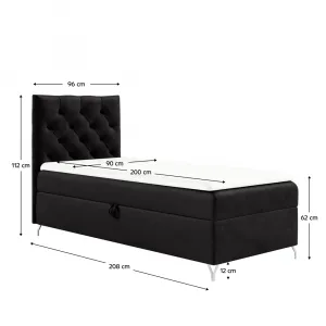 Boxspringová posteľ, 90x200, čierna látka Velvet, ľavá, GULIETTE + darček