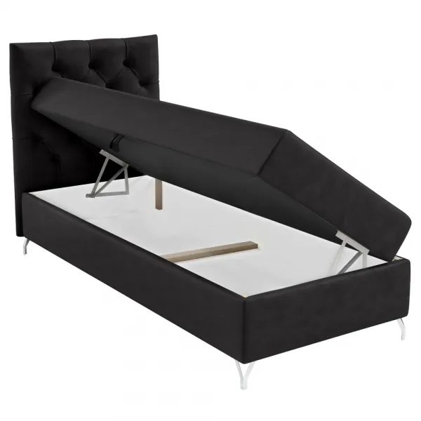 Boxspringová posteľ, 90x200, čierna látka Velvet, ľavá, GULIETTE + darček