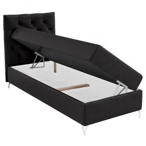 Boxspringová posteľ, 90x200, čierna látka Velvet, ľavá, GULIETTE + darček
