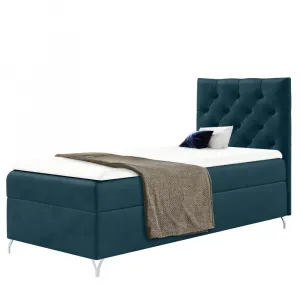 Boxspringová posteľ, 90x200, tmavomodrá látka Velvet, pravá, GULIETTE + darček