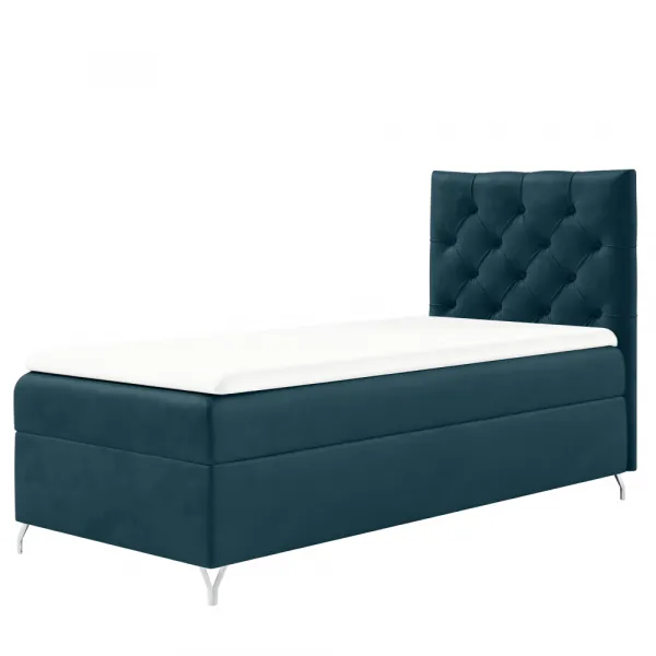 Boxspringová posteľ, 90x200, tmavomodrá látka Velvet, pravá, GULIETTE + darček