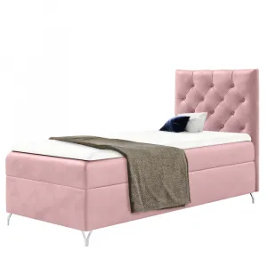 Boxspringová posteľ, 90x200, ružová látka Velvet, pravá, GULIETTE + darček