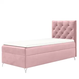 Boxspringová posteľ, 90x200, ružová látka Velvet, pravá, GULIETTE + darček