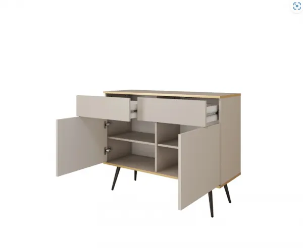 ArtPS Komoda BIJOU KSZ-107 | biela / čierne nohy