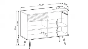 ArtPS Komoda BIJOU KSZ-107 | biela / čierne nohy