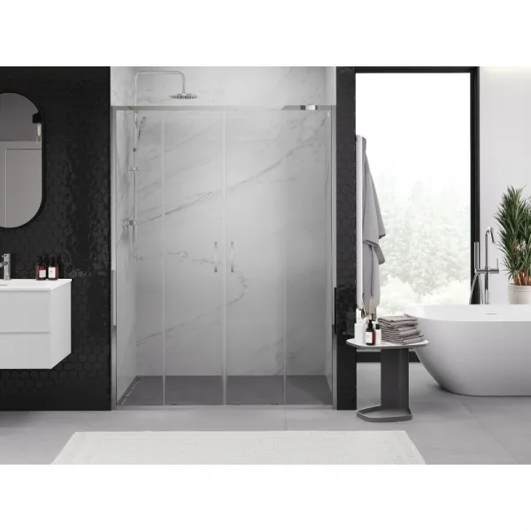 MEXEN/S - Exo dvojité posuvné sprchové dvere 150, transparent, chróm 8152-150-000-01-00