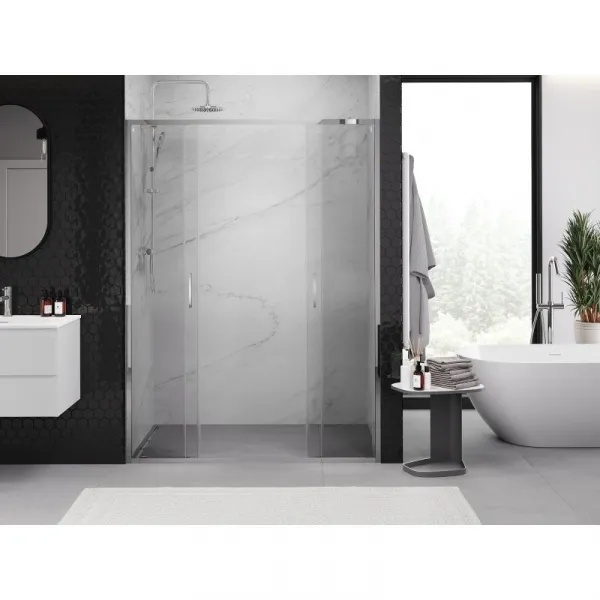MEXEN/S - Exo dvojité posuvné sprchové dvere 150, transparent, chróm 8152-150-000-01-00