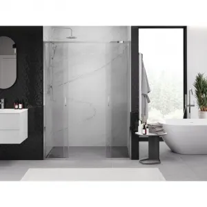 MEXEN/S - Exo dvojité posuvné sprchové dvere 150, transparent, chróm 8152-150-000-01-00